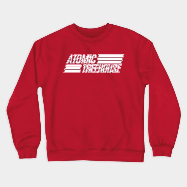 Atomic Treehouse White Logo Crewneck Sweatshirt by atomictreehouse